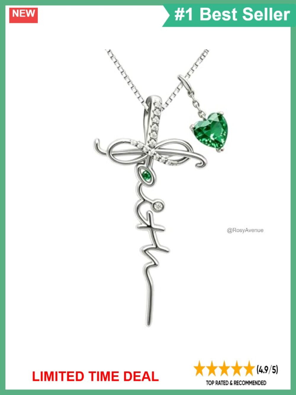 Faith Cross Necklace 14K Gold Plated Cubic Zirconia Pendant